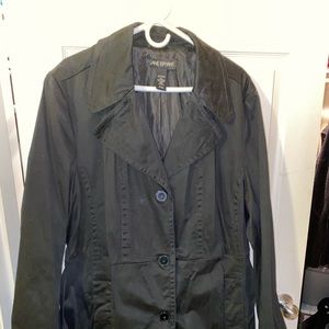 Long black plus size lined trench coat